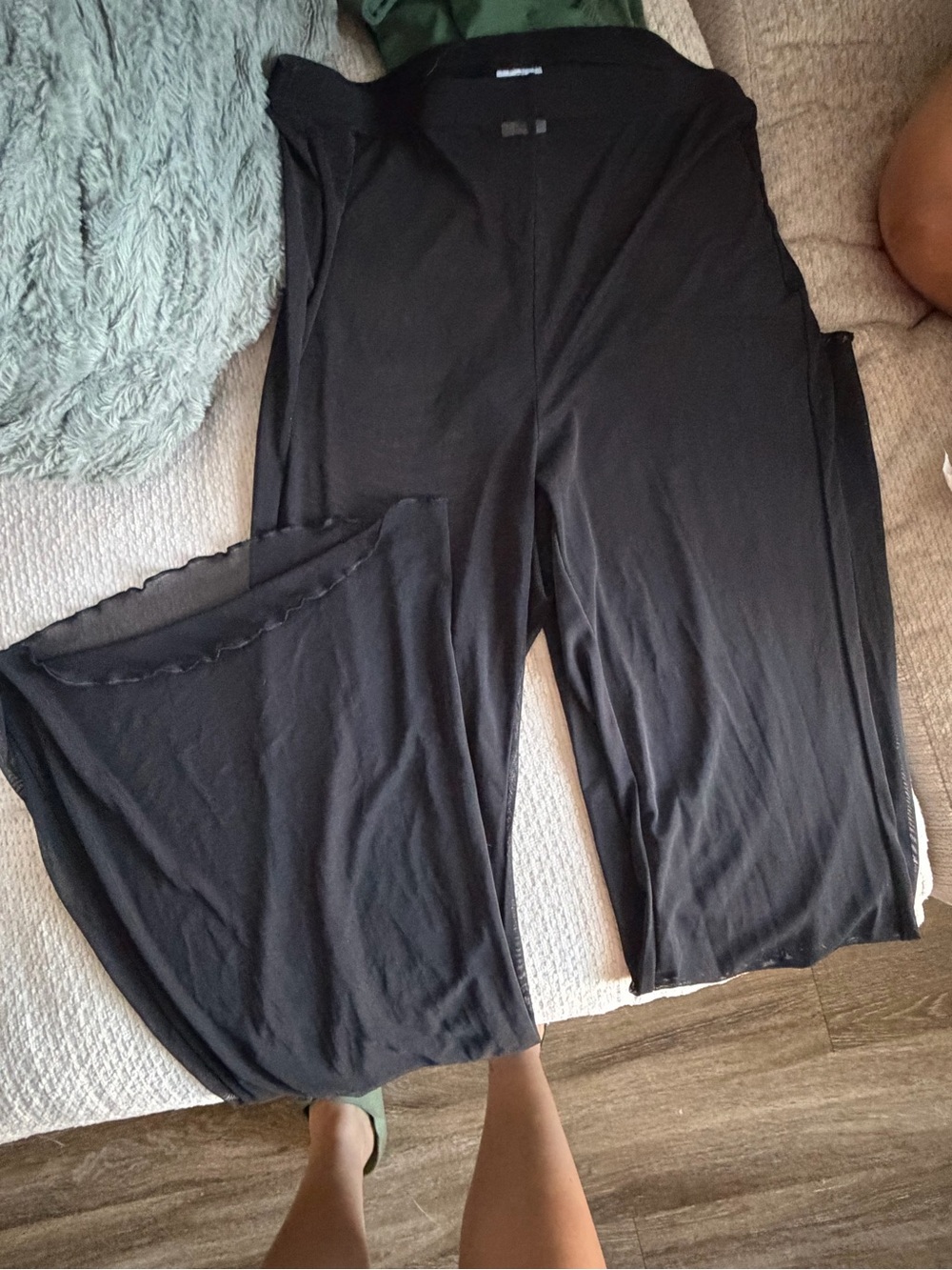 wild fable Black Wide-Leg Pants with Green Lining